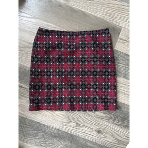 Talbots Petites Skirt Women's 14P Plaid Geometric Wool Blend Knee Length